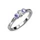 3 - Irina 0.49 ctwLab Grown Diamond With Side Tanzanite Three Stone Engagement Ring 