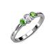 3 - Irina 0.54 ctwLab Grown Diamond With Side Green Garnet Three Stone Engagement Ring 