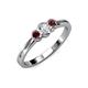 3 - Irina 0.54 ctwLab Grown Diamond With Side Red Garnet Three Stone Engagement Ring 