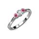 3 - Irina 0.54 ctwLab Grown Diamond With Side Rhodolite Garnet Three Stone Engagement Ring 