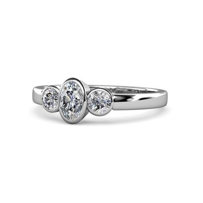 Caron ctw Natural GIA Certified Diamond Oval Shape x and Side Lab Grown Diamond Three Stone Ring