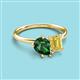 6 - Nadya Pear Shape Lab Created Emerald & Emerald Shape Yellow Sapphire 2 Stone Duo Ring 