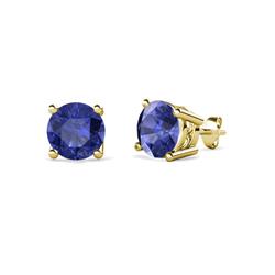 Alina Iolite Solitaire Stud Earrings Round Iolite ctw Four Prong Solitaire Womens Stud Earrings K Yellow Gold