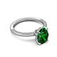 5 - Lucia 1.84 ctw Created Emerald Oval Shape (9x7 mm) Hidden Halo accented Natural Diamond Engagement Ring 