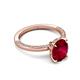 5 - Lucia 2.66 ctw Created Ruby Oval Shape (9x7 mm) Hidden Halo accented Natural Diamond Engagement Ring 