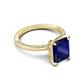 5 - Lucia 3.04 ctw Created Blue Sapphire Emerald Shape (9x7 mm) Hidden Halo accented Natural Diamond Engagement Ring 