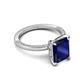 5 - Lucia 3.04 ctw Created Blue Sapphire Emerald Shape (9x7 mm) Hidden Halo accented Natural Diamond Engagement Ring 