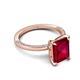 5 - Lucia 3.10 ctw Created Ruby Emerald Shape (9x7 mm) Hidden Halo accented Natural Diamond Engagement Ring 