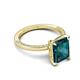 5 - Lucia 3.14 ctw London Blue Topaz Emerald Shape (9x7 mm) Hidden Halo accented Natural Diamond Engagement Ring 