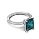 5 - Lucia 3.14 ctw London Blue Topaz Emerald Shape (9x7 mm) Hidden Halo accented Natural Diamond Engagement Ring 