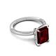 5 - Lucia 3.14 ctw Red Garnet Emerald Shape (9x7 mm) Hidden Halo accented Natural Diamond Engagement Ring 