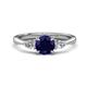 1 - Zelia 1.49 ctw Blue Sapphire (6.00 mm) and Pear Shape Natural Lab Grown Diamond Three Stone Engagement Ring 