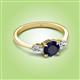 2 - Zelia 1.49 ctw Blue Sapphire (6.00 mm) and Pear Shape Natural Lab Grown Diamond Three Stone Engagement Ring 