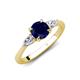3 - Zelia 1.49 ctw Blue Sapphire (6.00 mm) and Pear Shape Natural Lab Grown Diamond Three Stone Engagement Ring 
