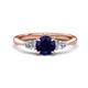 1 - Zelia 1.49 ctw Blue Sapphire (6.00 mm) and Pear Shape Natural Lab Grown Diamond Three Stone Engagement Ring 