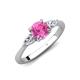3 - Zelia 1.44 ctw Pink Sapphire (6.00 mm) and Pear Shape Natural Lab Grown Diamond Three Stone Engagement Ring 