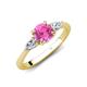 3 - Zelia 1.44 ctw Pink Sapphire (6.00 mm) and Pear Shape Natural Lab Grown Diamond Three Stone Engagement Ring 