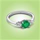 2 - Zelia 1.14 ctw Emerald (6.00 mm) and Pear Shape Natural Lab Grown Diamond Three Stone Engagement Ring 