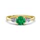 1 - Zelia 1.14 ctw Emerald (6.00 mm) and Pear Shape Natural Lab Grown Diamond Three Stone Engagement Ring 