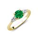 3 - Zelia 1.14 ctw Emerald (6.00 mm) and Pear Shape Natural Lab Grown Diamond Three Stone Engagement Ring 