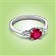 2 - Zelia 1.29 ctw Ruby (6.00 mm) and Pear Shape Natural Lab Grown Diamond Three Stone Engagement Ring 