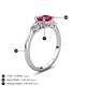 4 - Zelia 1.29 ctw Ruby (6.00 mm) and Pear Shape Natural Lab Grown Diamond Three Stone Engagement Ring 