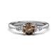 1 - Zelia 1.34 ctw Smoky Quartz (6.50 mm) and Pear Shape Lab Grown Diamond Three Stone Engagement Ring 