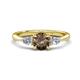 1 - Zelia 1.34 ctw Smoky Quartz (6.50 mm) and Pear Shape Lab Grown Diamond Three Stone Engagement Ring 