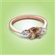 2 - Zelia 1.34 ctw Smoky Quartz (6.50 mm) and Pear Shape Lab Grown Diamond Three Stone Engagement Ring 