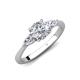 3 - Zelia 1.34 ctw Moissanite (6.50 mm) and Pear Shape Lab Grown Diamond Three Stone Engagement Ring 