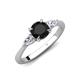 3 - Zelia 1.34 ctw Black Diamond (6.00 mm) and Pear Shape Natural Lab Grown Diamond Three Stone Engagement Ring 