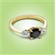 2 - Zelia 1.34 ctw Black Diamond (6.00 mm) and Pear Shape Natural Lab Grown Diamond Three Stone Engagement Ring 