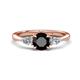 1 - Zelia 1.34 ctw Black Diamond (6.00 mm) and Pear Shape Natural Lab Grown Diamond Three Stone Engagement Ring 