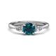 1 - Zelia 1.14 ctw Blue Diamond (6.00 mm) and Pear Shape Natural Lab Grown Diamond Three Stone Engagement Ring 