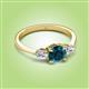 2 - Zelia 1.14 ctw Blue Diamond (6.00 mm) and Pear Shape Natural Lab Grown Diamond Three Stone Engagement Ring 