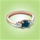2 - Zelia 1.14 ctw Blue Diamond (6.00 mm) and Pear Shape Natural Lab Grown Diamond Three Stone Engagement Ring 