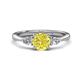 1 - Zelia 1.14 ctw Yellow Diamond (6.00 mm) and Pear Shape Natural Lab Grown Diamond Three Stone Engagement Ring 