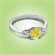 2 - Zelia 1.14 ctw Yellow Diamond (6.00 mm) and Pear Shape Natural Lab Grown Diamond Three Stone Engagement Ring 