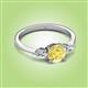 2 - Zelia 1.29 ctw Yellow Sapphire (6.00 mm) and Pear Shape Natural Lab Grown Diamond Three Stone Engagement Ring 