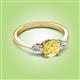 2 - Zelia 1.29 ctw Yellow Sapphire (6.00 mm) and Pear Shape Natural Lab Grown Diamond Three Stone Engagement Ring 