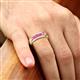 2 - Caleb 0.85 ctw Pink Sapphire Comfort Fit Men Wedding Band (6 mm) 