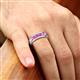 2 - Caleb 0.85 ctw Pink Sapphire Comfort Fit Men Wedding Band (6 mm) 