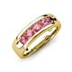 5 - Caleb 0.75 ctw Pink Tourmaline Comfort Fit Men Wedding Band (6 mm) 