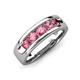 3 - Caleb 0.75 ctw Pink Tourmaline Comfort Fit Men Wedding Band (6 mm) 