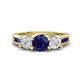 1 - Jamille 1.17 ctw Blue Sapphire (5.00 mm) accented Side Lab Grown Diamond Three Stone Engagement Ring 