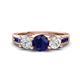 1 - Jamille 1.17 ctw Blue Sapphire (5.00 mm) accented Side Lab Grown Diamond Three Stone Engagement Ring 