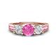 1 - Jamille 1.18 ctw Pink Sapphire (5.00 mm) accented Side Lab Grown Diamond Three Stone Engagement Ring 