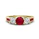 1 - Jamille 1.20 ctw Ruby (5.00 mm) accented Side Lab Grown Diamond Three Stone Engagement Ring 