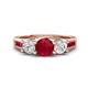 1 - Jamille 1.20 ctw Ruby (5.00 mm) accented Side Lab Grown Diamond Three Stone Engagement Ring 