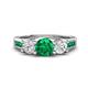 1 - Jamille 1.01 ctw Emerald (5.00 mm) accented Side Lab Grown Diamond Three Stone Engagement Ring 